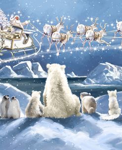 2128 Artic Animals Watching Santa