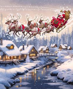 2222 Santa Over Snowy Village