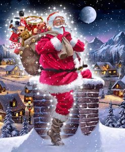 2221 Santa Going Down Chimney
