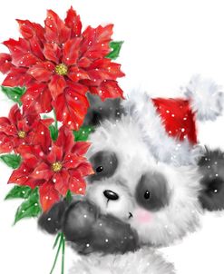 Panda With Poinsettias