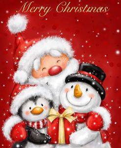 Santa Penguin And Snowman