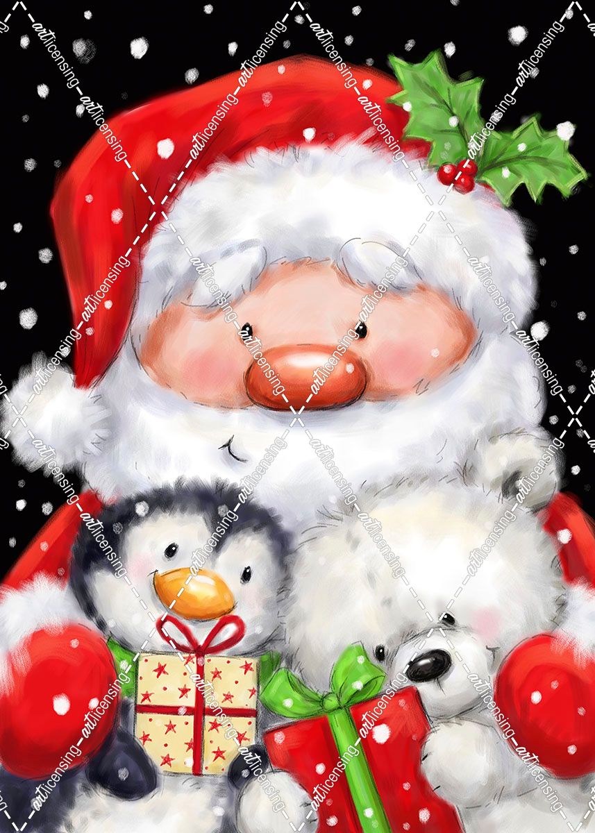 Santa, Penguin And Polar Bear