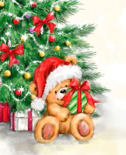 Bear in Front of Christmas Tree