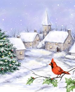 Cardinal and Christmas Scene