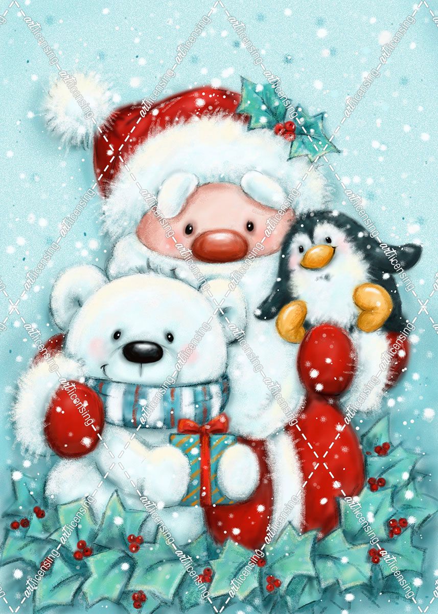 Santa, Robin and Polar Bear