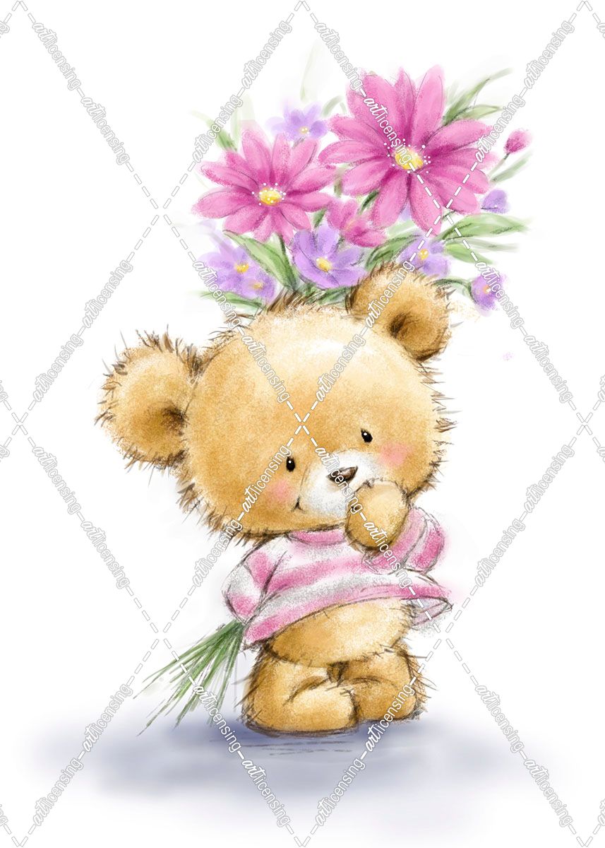 Bear Hold Flowers