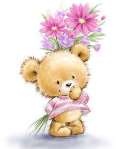 Bear Hold Flowers