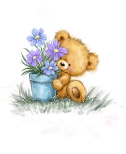 Baby Bear with Flowers