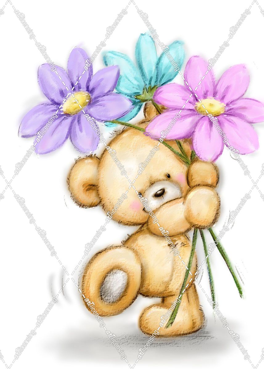 Bear with Three Flowers