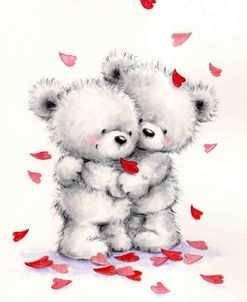 Two Grey Bears with Hearts