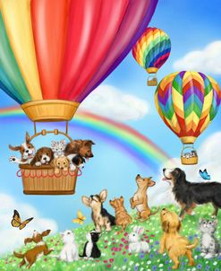 Hot Air Balloon with Dog and Cat