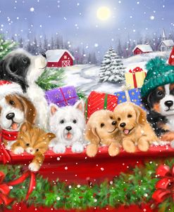 Christmas Puppies on Truck