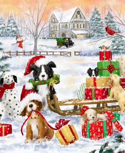 Dogs With Christmas presents