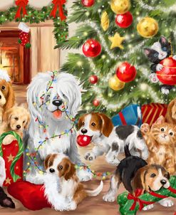 Christmas Playing Dogs