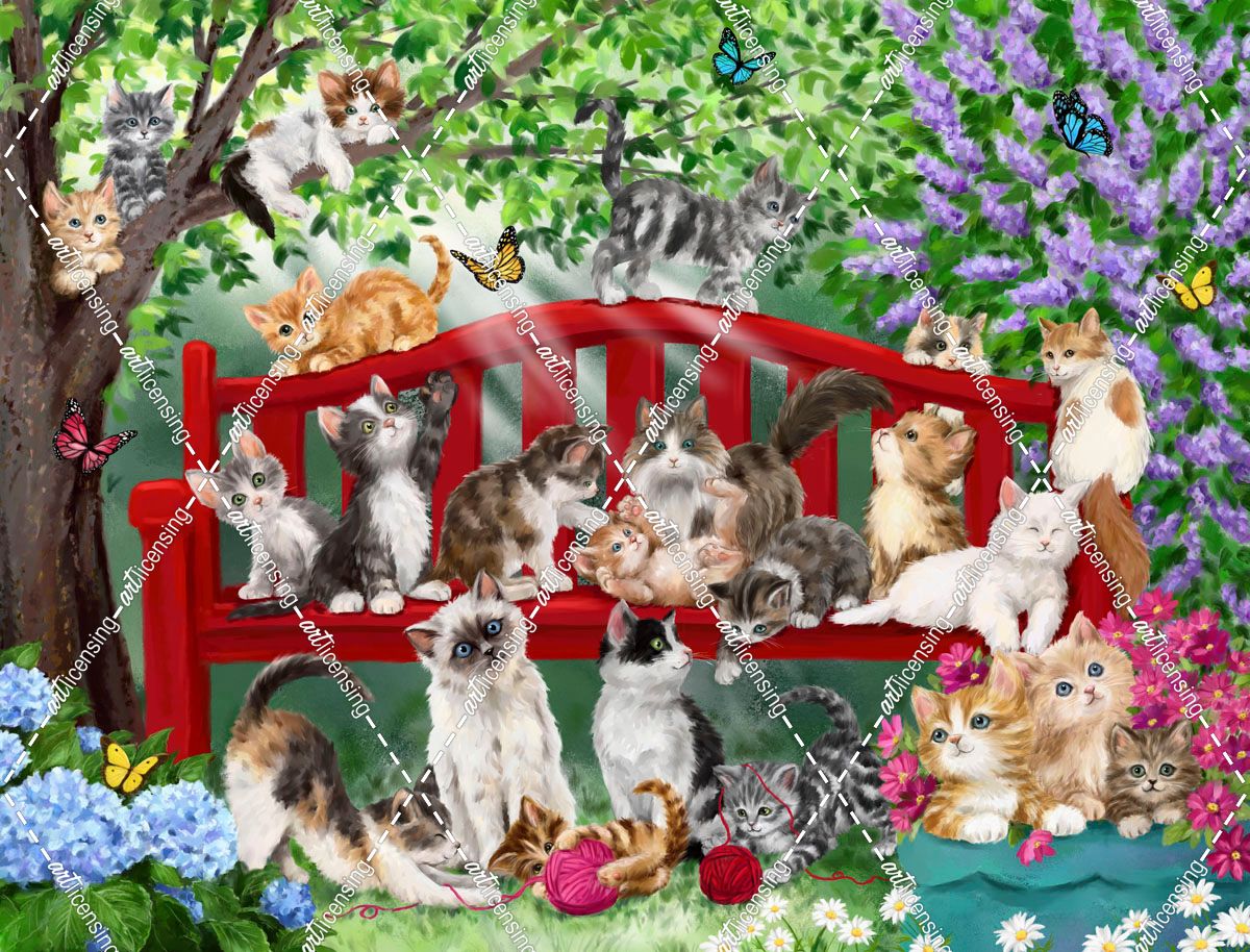 Cats on Bench