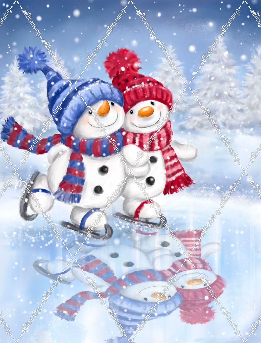 Snowman Couple Skating