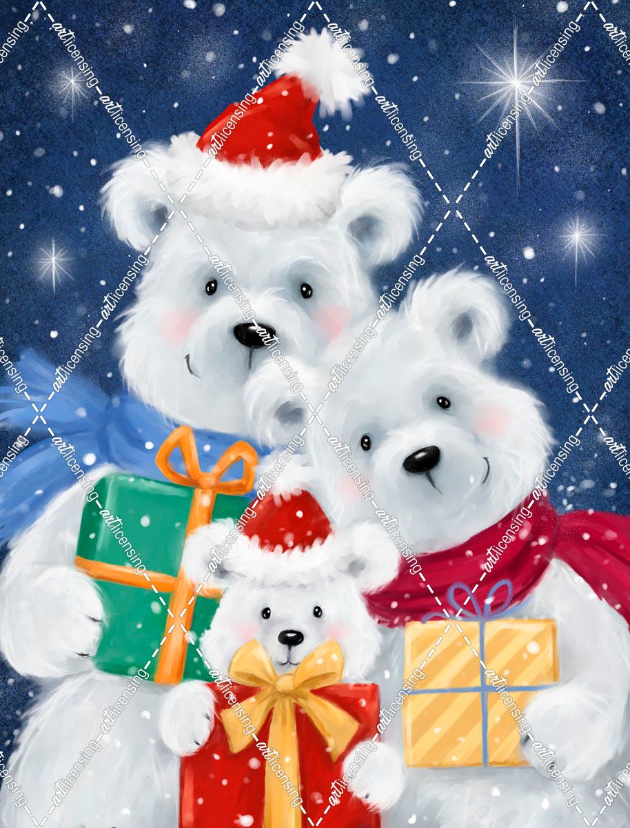 Polar Bear family with Presents