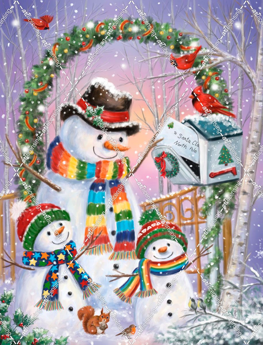 Snowman Family Posting a Letter - Art Licensing International, Inc.