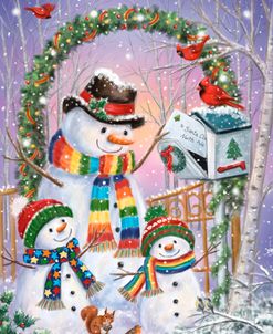 Snowman Family Posting a Letter