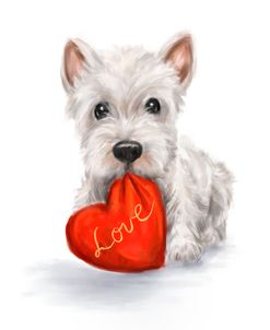 Dog with Red Heart