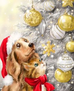 Dog and Cat with Baubles