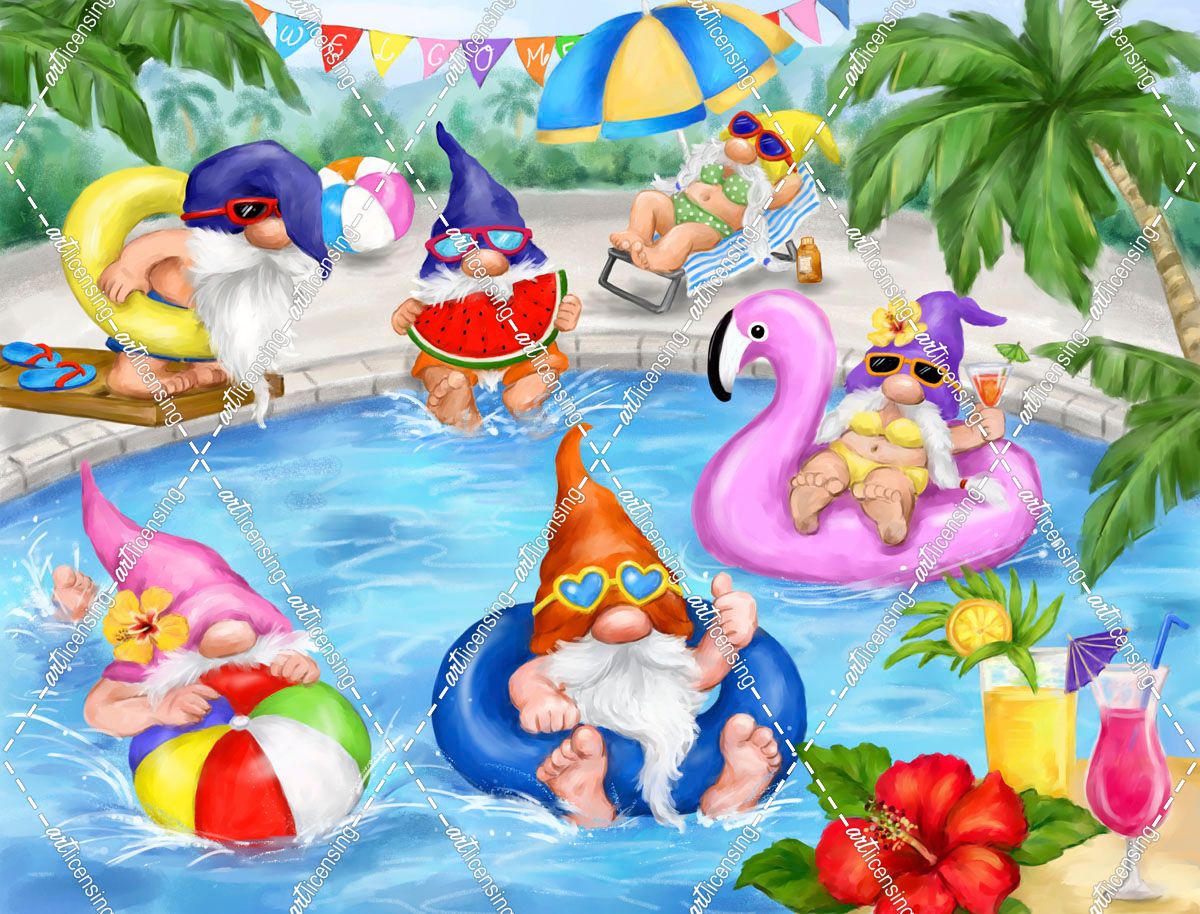 Gnomes Pool Party