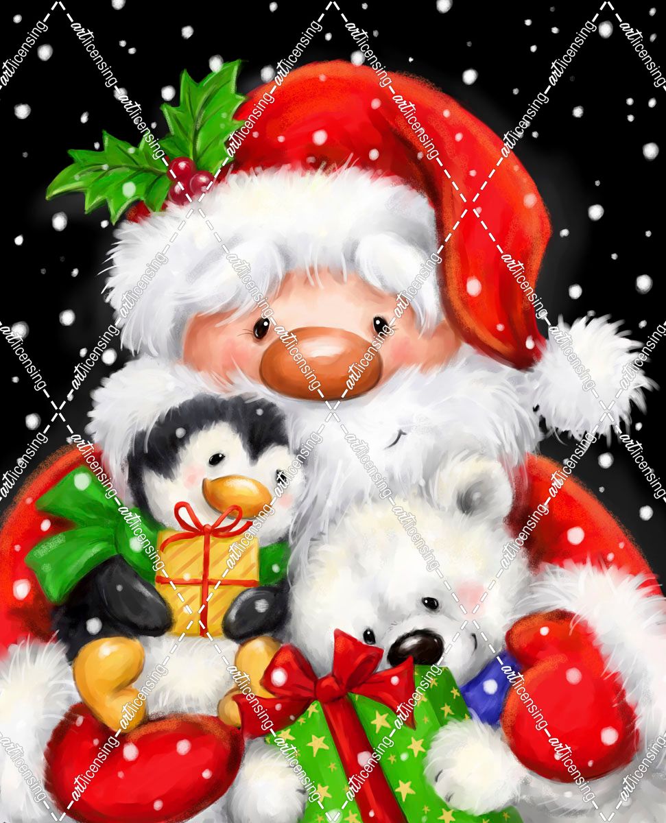 Santa, Polar Bear and Penguin