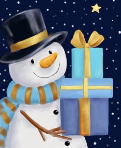 Snowman With Blue Presents