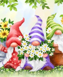 Three Spring Garden Gnomes