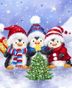 Three Penguins with Christmas Tree 2