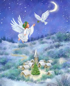 Angel and Dove above Christmas Village