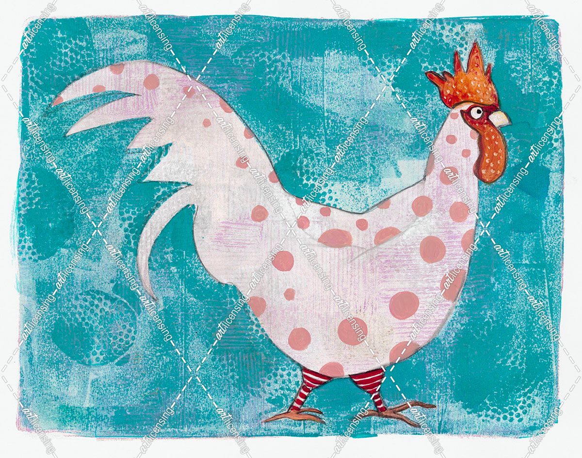 White Rooster With Red Socks