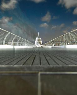 Illuminated St Paul’s Cathedral And Millennium Bridge I