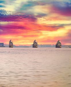 Thames Barrier At Sunrise