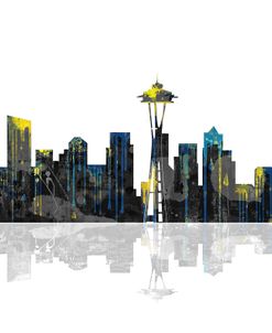 Seattle Washington Skyline BW 1