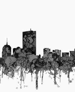 Boston Mass .Skyline-Cartoon B&W