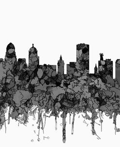 Buffalo New York Skyline-Cartoon B&W