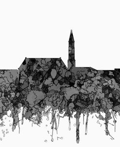 Cheyenne Wyoming Skyline-Cartoon B&W