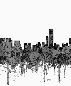 Chicago Illinois Skyline-Cartoon B&W