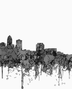 Des Moines Iowa Skyline-Cartoon B&W