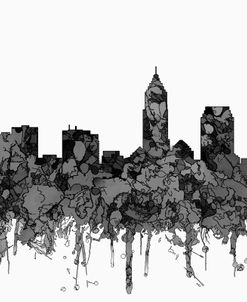 Cleveland Ohio Skyline-Cartoon B&W