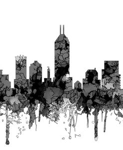 Indiana Indianapolis Skyline -.Cartoon B&W