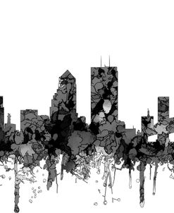 Jacksonville Florida Skyline SG Cartoon B&W