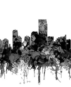 Jersey City New Jersey Skyline Cartoon B&W