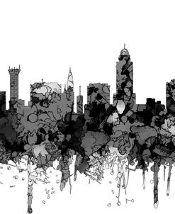 Lincoln Nebraska  Skyline Cartoon B&W