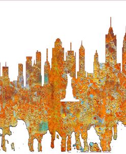 New York New York Skyline -Rust
