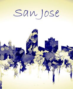 San Jose California Skyline-Harsh Blue Yellow