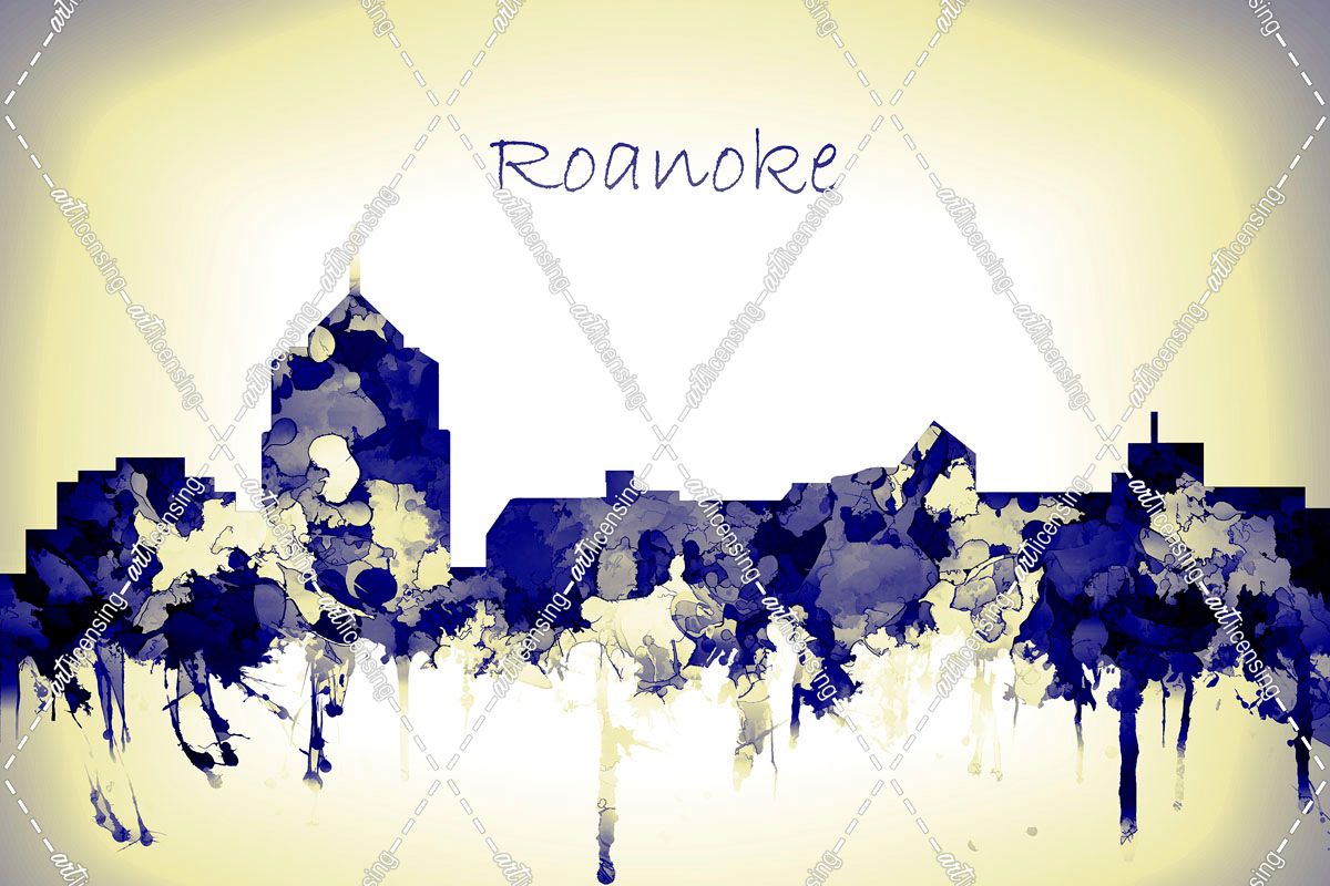 Roanoke Virginia Skyline-Harsh Blue Yellow