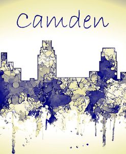 Camden New Jersey Skyline-Harsh Blue Yellow
