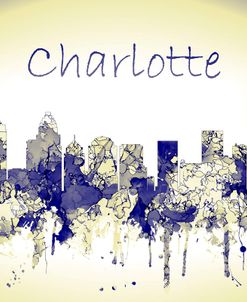 Charlotte NC Skyline-Harsh Blue Yellow
